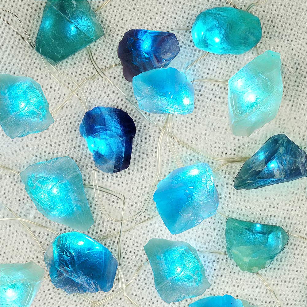 BOHON Natural Fluorite String Lights Battery Operated with Remote Timer