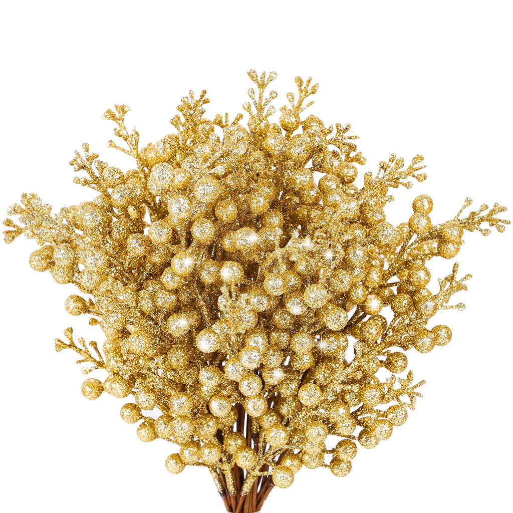 36Pcs Christmas Glitter Berry Stems, 9.5'' Artificial Christmas Tree Picks