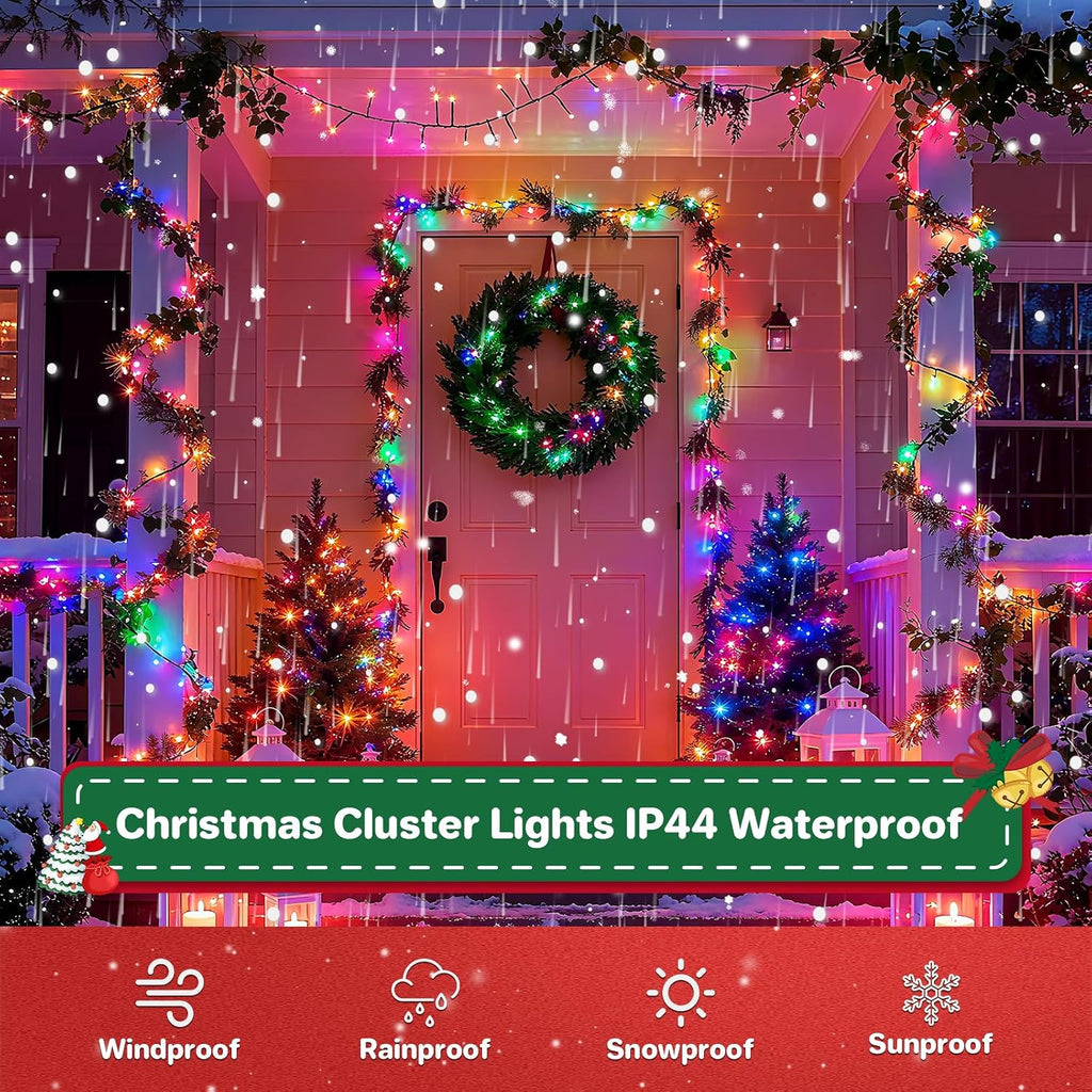 Christmas Cluster Lights Plug-in 52FT 800LEDs String Lights Indoor Outdoor