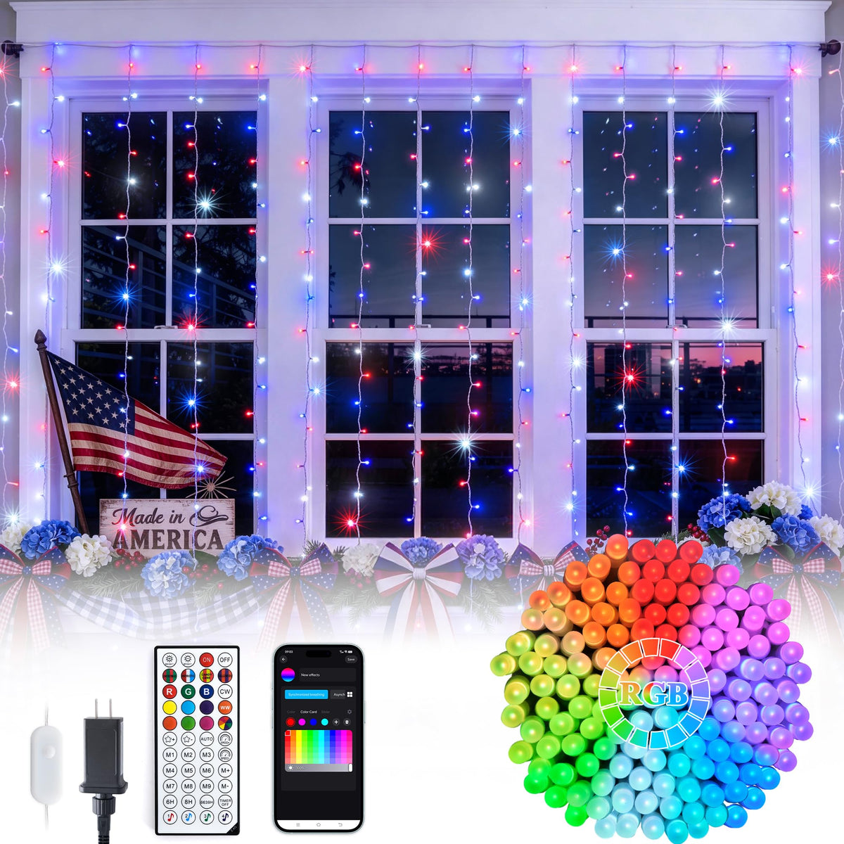 JMEXSUSS 300 LED Remote Control Curtain Lights, Plug in Fairy Curtain Lights Outdoor, Window Wall Hanging String Lights for Bedroom Indoor Dorm Backdrop Wedding Party Patio Christmas Decor, Warm White