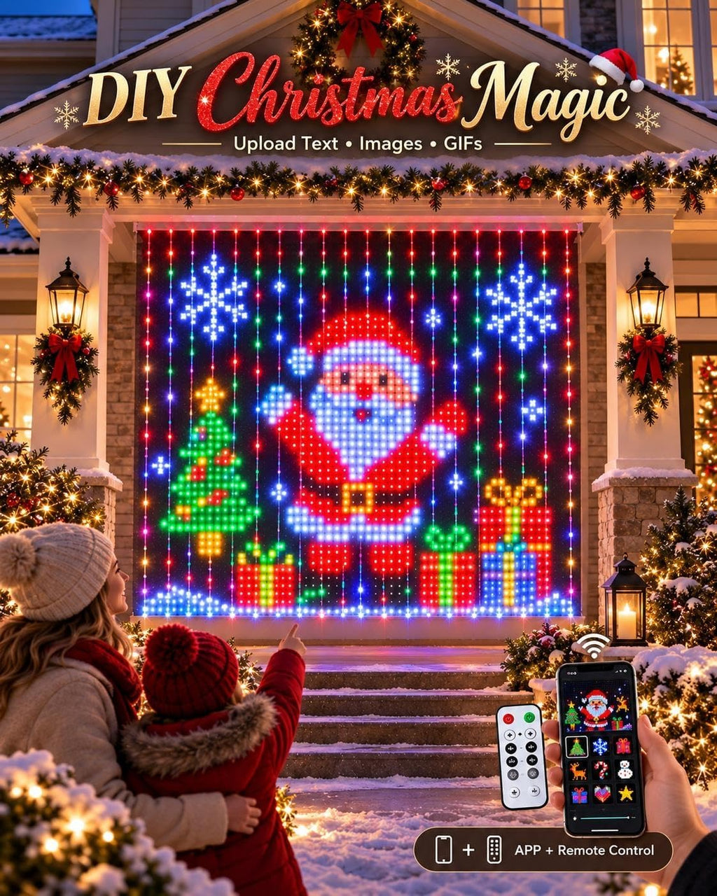 Smart Curtain Lights with APP Control, Music Sync, DIY Window Hanging Decor