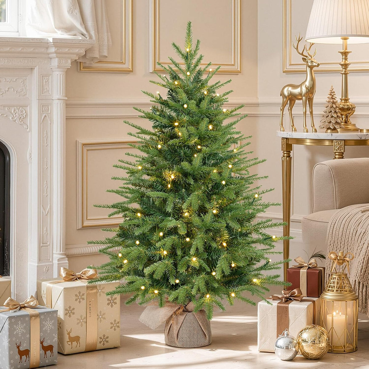 Alupssuc 3ft Prelit Artificial Mini Christmas Tree for Tabletop Decorations