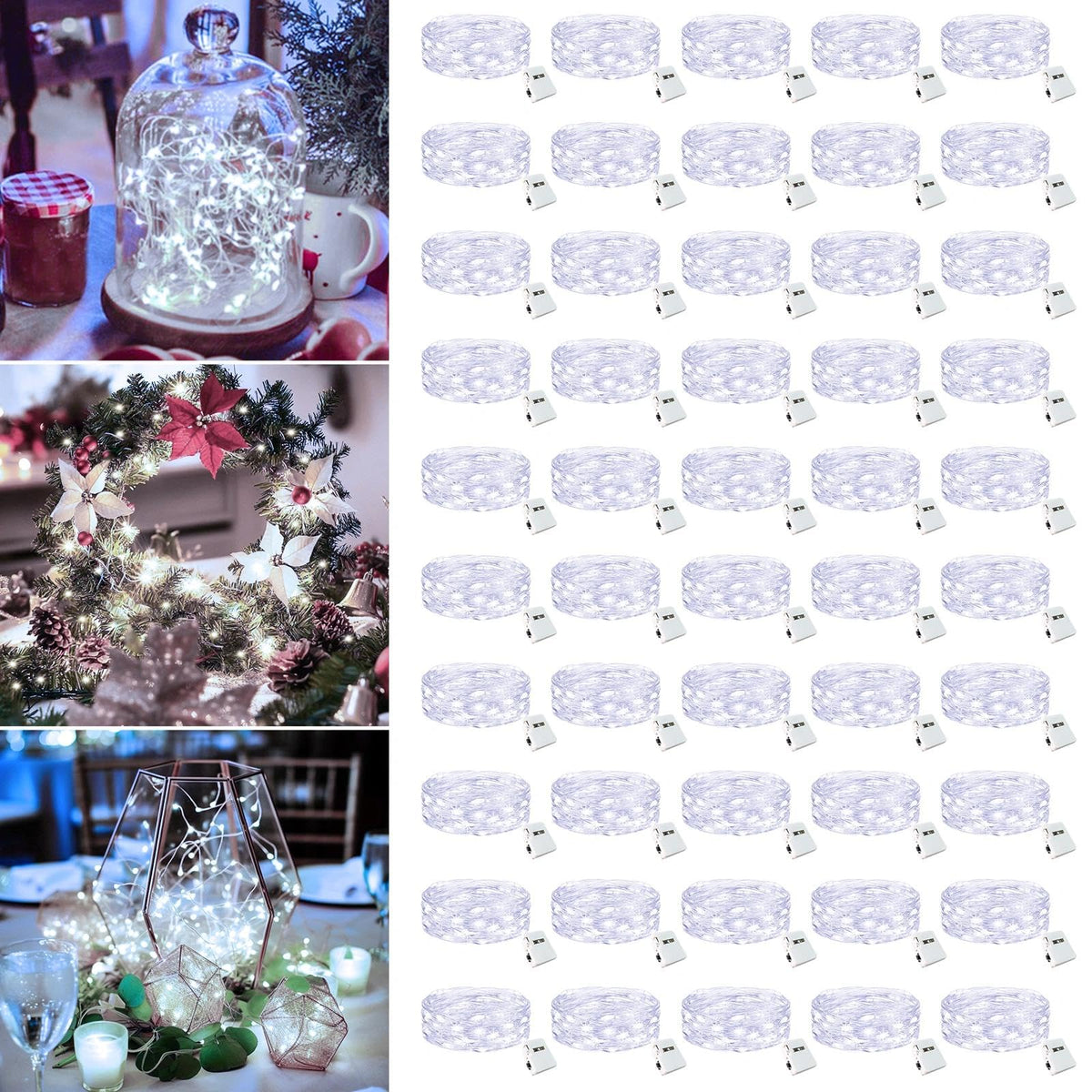 6 Pack Fairy Lights Battery Operated - 7ft 20 Led Twinkle lights 3 Modes, Bulk Mini String Lights Waterproof for Mason Jars Vases DIY Party Table Centerpieces Christmas Decoration -Warm White