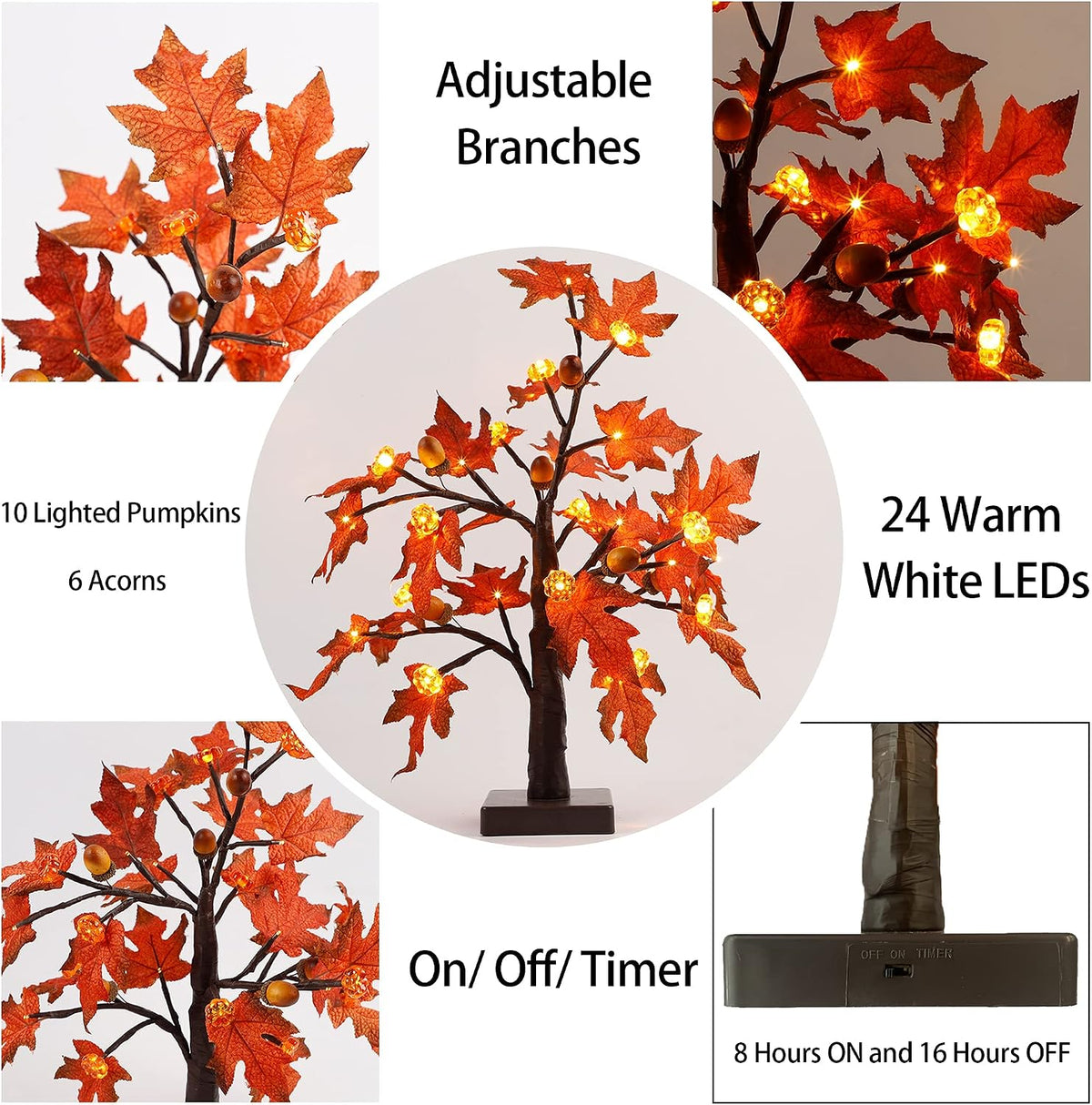 Cllayees Fall Decorations fo Home 2 Pack 18" Lighted Maple Tree