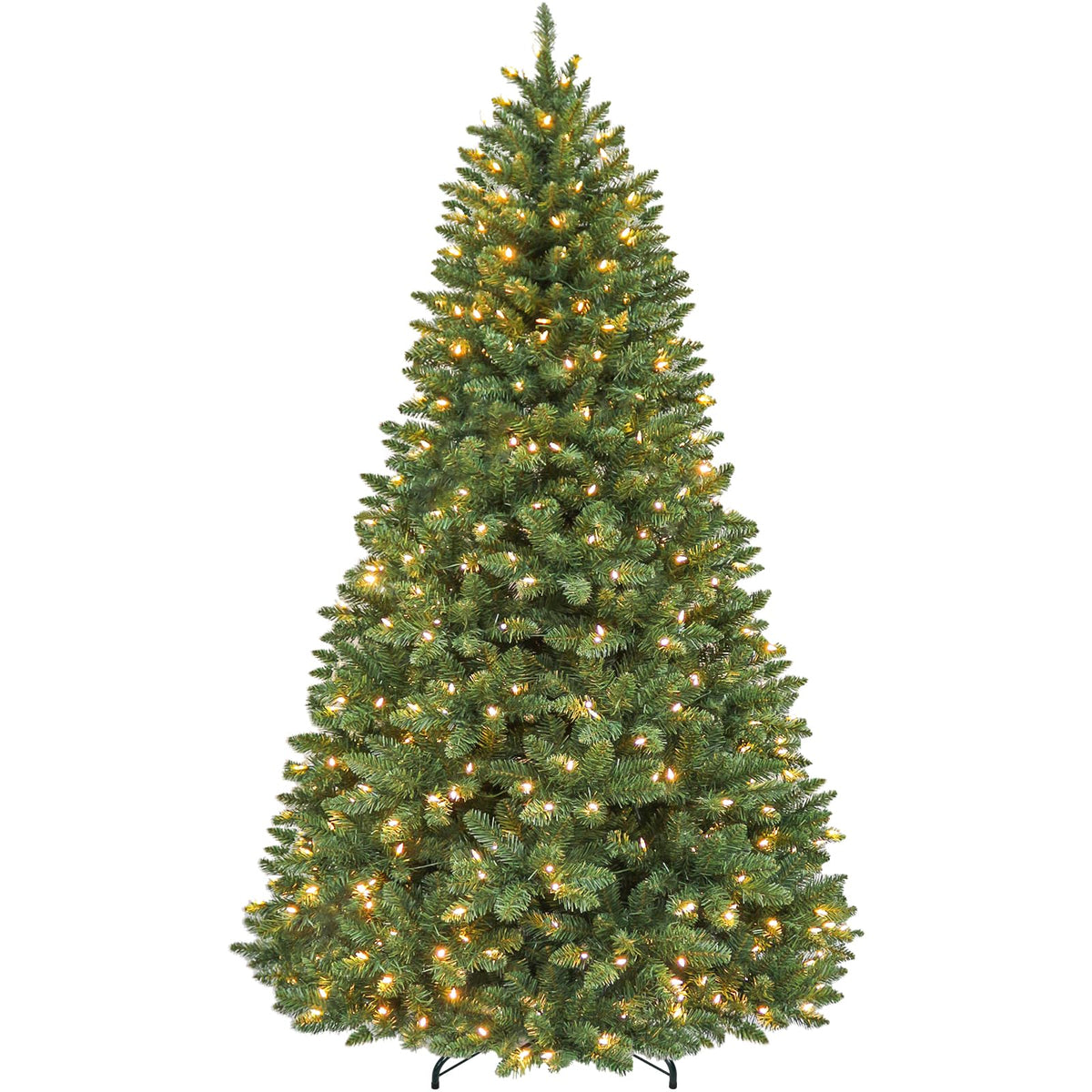 Hykolity 7.5 ft Prelit Christmas Tree with 1,450 Branch Tips, 450 Warm White Led Lights, Hinged Design and Sturdy Metal Stand
