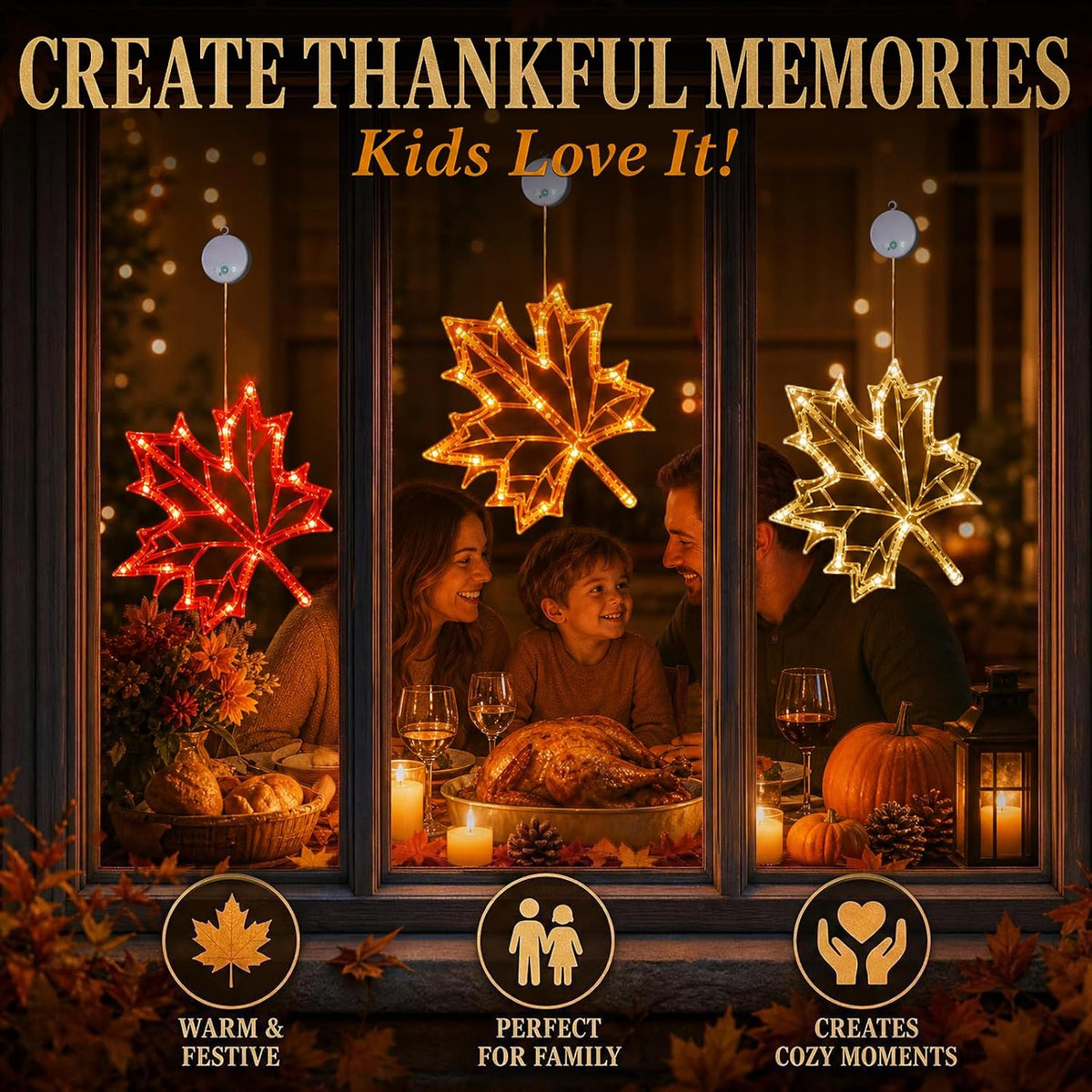 LOLStar Fall Decor Window Lights 2026, Thanksgiving Decorations LED Lights