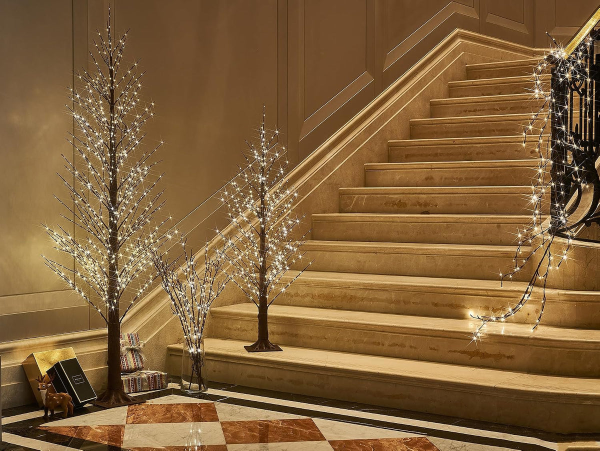 LITBLOOM Lighted Brown Willow Branches 200 Fairy Lights 32IN Plug in with Timer and Dimmer, Tree Branch with Lights for Home Holiday Christmas Decoration
