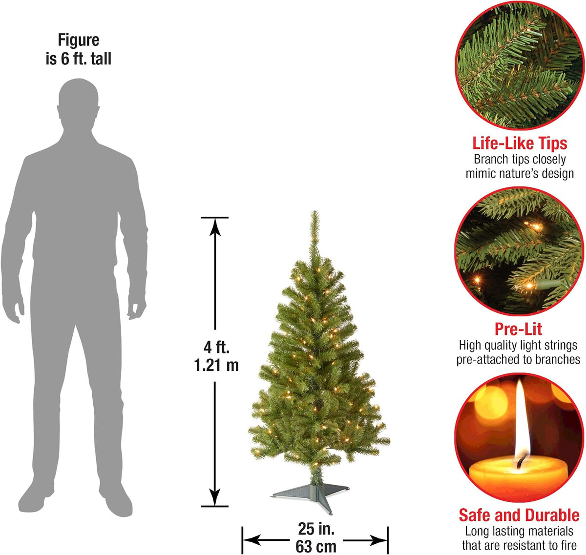 National Tree Company 4ft Pre-Lit Grande Canadian Fir Mini Christmas Tree