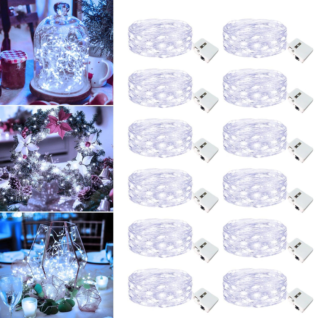 6 Pack Fairy Lights Battery Operated - 7ft 20 Led Twinkle lights 3 Modes, Bulk Mini String Lights Waterproof for Mason Jars Vases DIY Party Table Centerpieces Christmas Decoration -Warm White