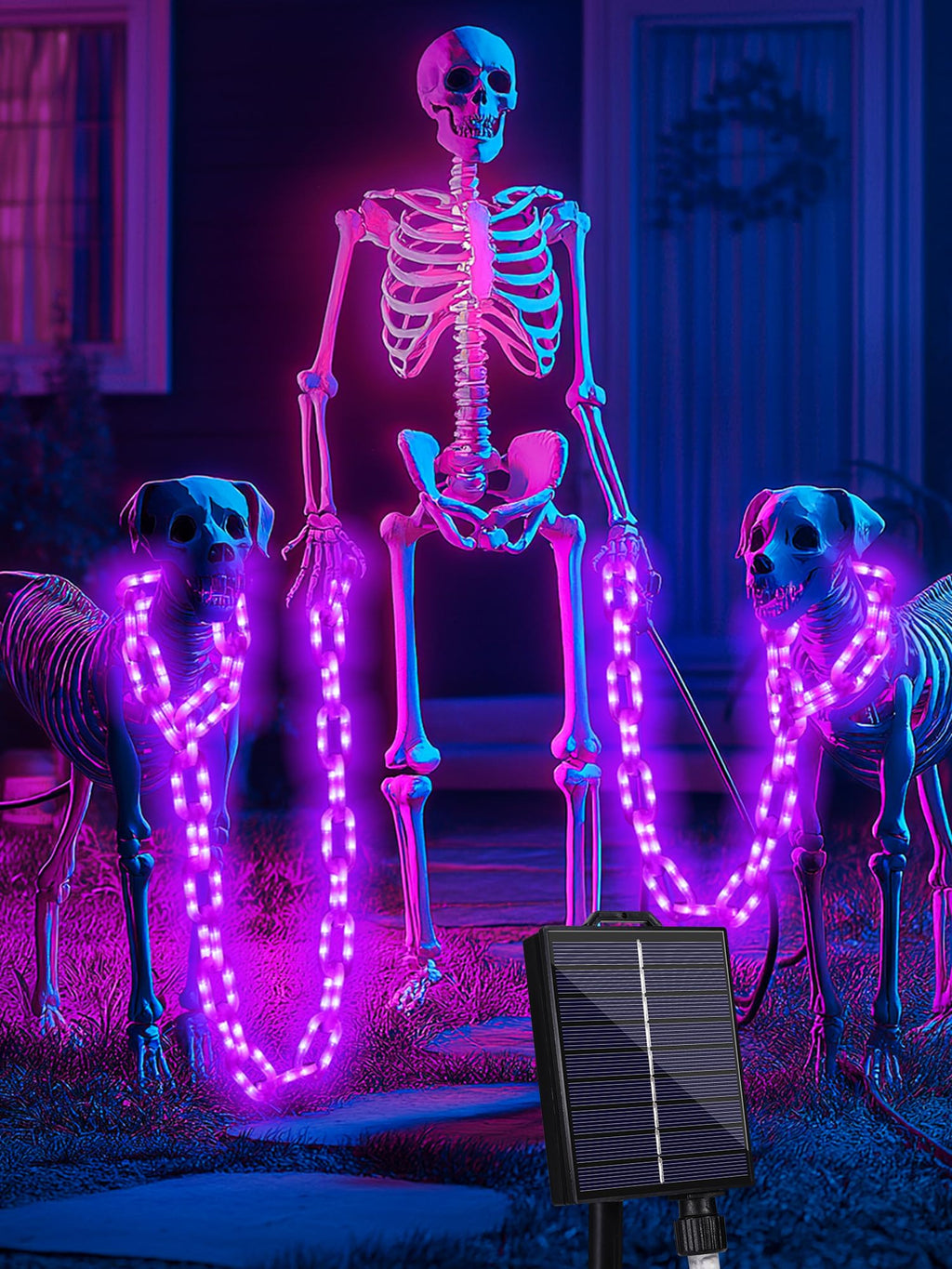 Solar Halloween Chain Lights, 10 FT 160 LED Orange Light-Up 8 Modes Memory