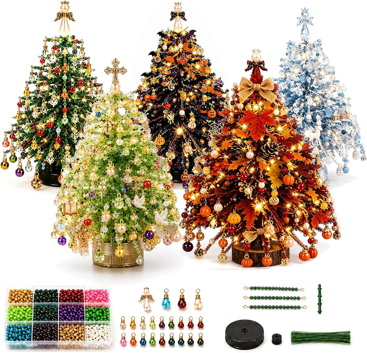 DIY Beaded Christmas Tree Kit for Adults (All Styles - 5Pcs)