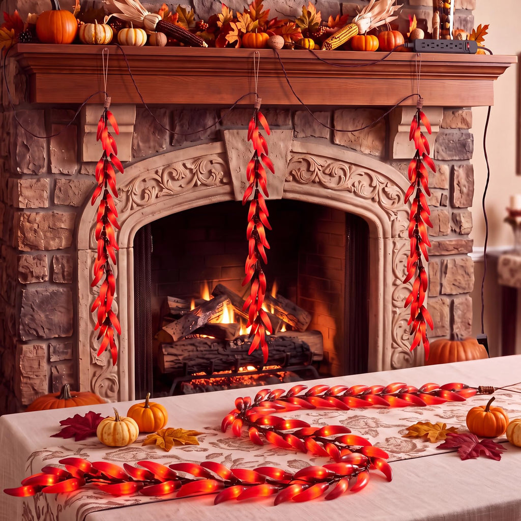 Christmas Chili Pepper Lights, 35 Plug-In Red/Green Pepper Hanging Lights