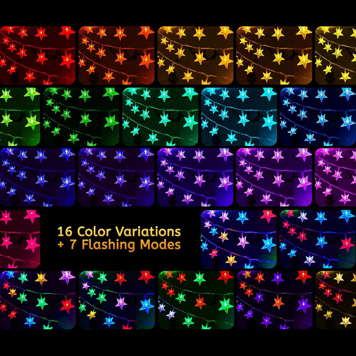 Minetom 23ft Star String Lights for Bedroom, 50LED USB Fairy Lights Indoor