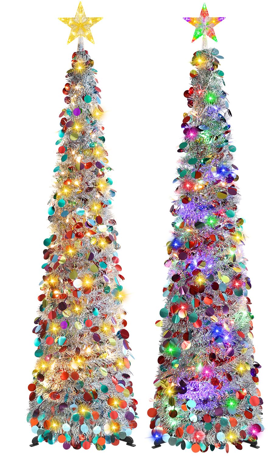 5FT Pop Up Christmas Tree with Lighted Top Star for Christmas Decorations