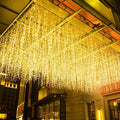 LED Icicle Christmas Lights, 13FT 96 LEDs Fairy String Lights Extendable Curtain 8 Modes Dangling Twinkle Novelty Hanging Lights for Ceiling Party Window Decorations, Warm White 4M