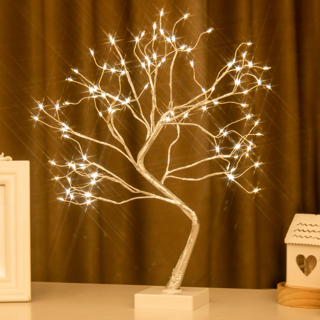 PEIDUO Christmas Decorations, 2FT Birch Tree with LED Lights, Warm White Light up Tree Lamp, Artificial Trees for Home Table Inside, Battery Powered, Timer (2PK)