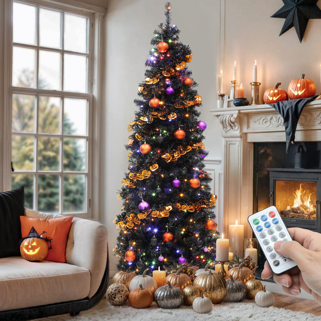 YITAHOME 6FT Prelit Green Fraser Fir Pencil Christmas Tree with Remote