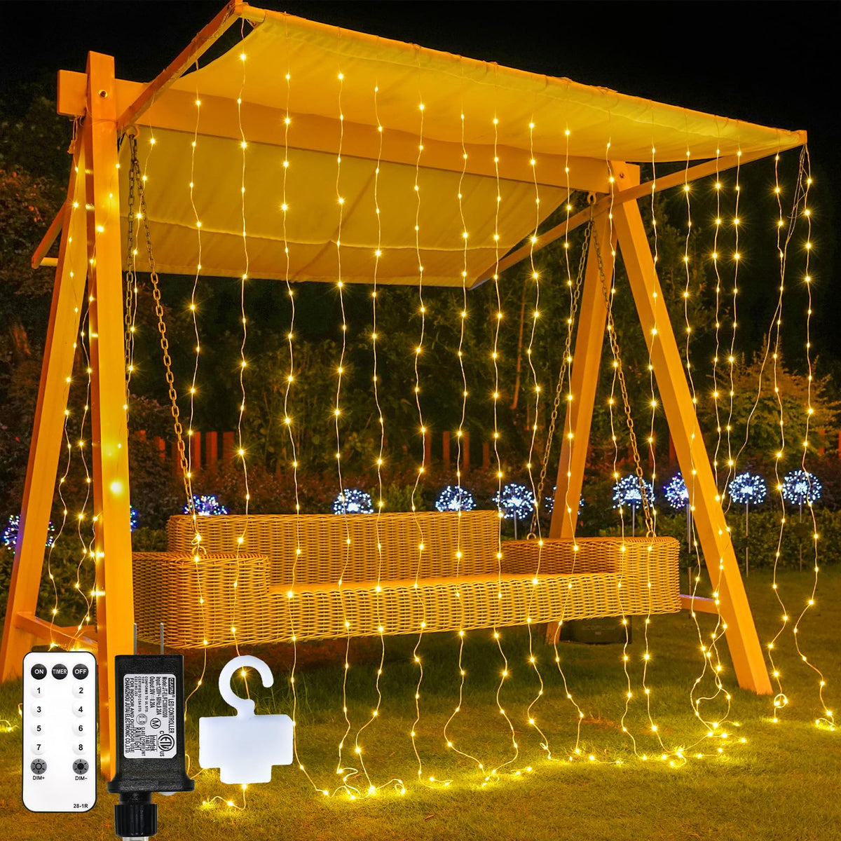 suddus 200 LED Curtain Lights Fairy Lights with Remote Bedroom 6.5x6.5ft