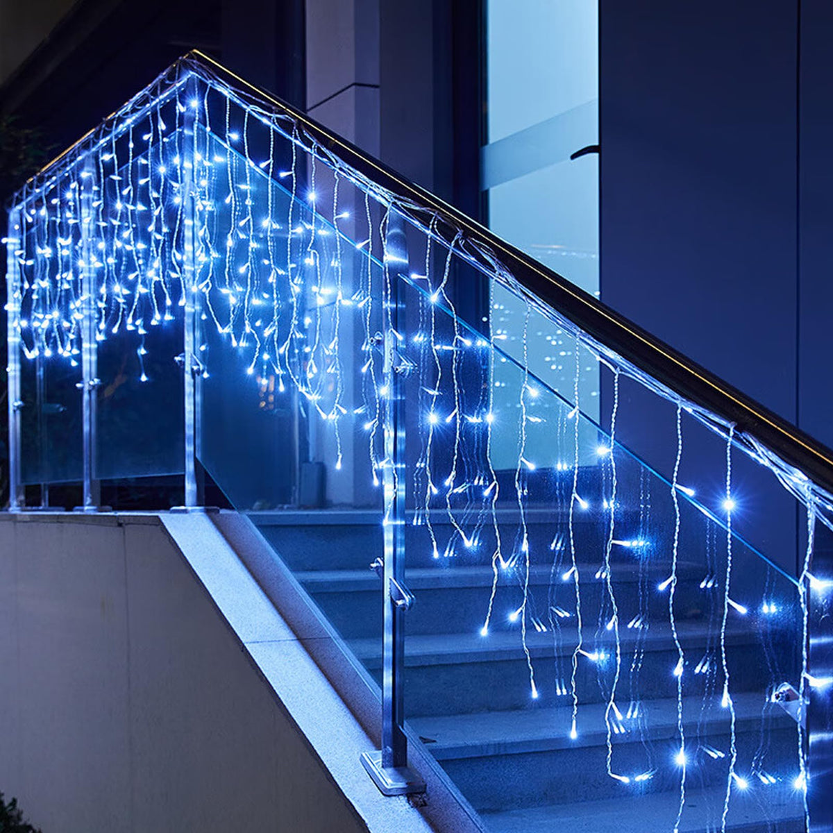 GTSYDING LED Icicle Lights, 96 LEDs 13FT 8 Modes Curtain Extendable Fairy Christmas Ceiling Dangling Hanging Twinkle Memory Lights for Outdoor Indoor Decorations (Warm White, 4M)