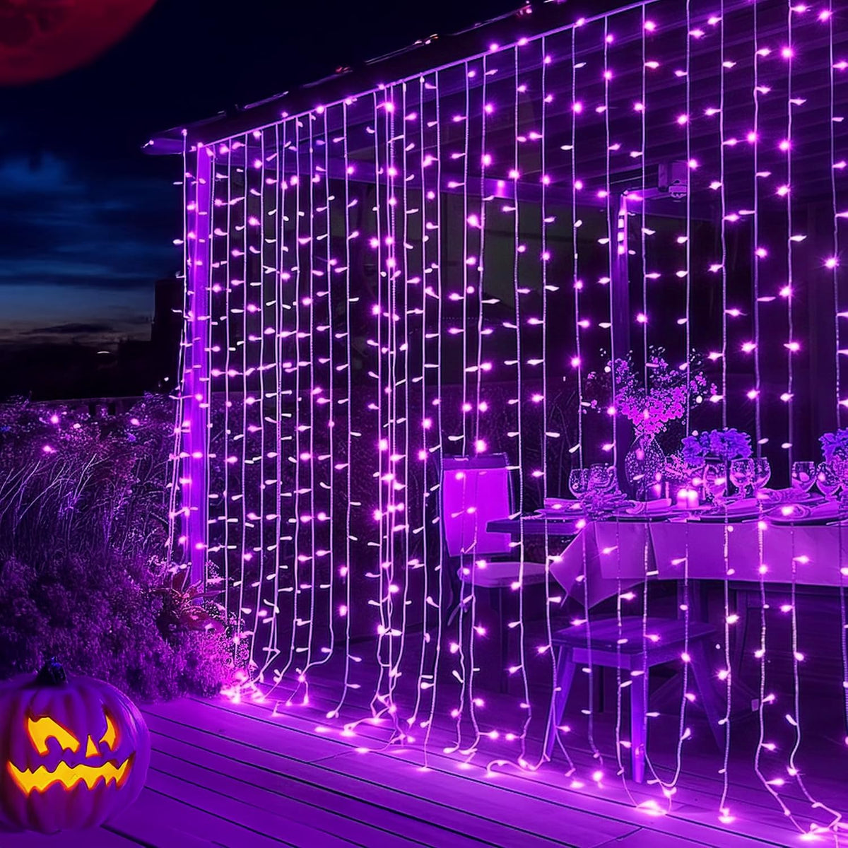 Dazzle Bright 300 LED Curtain Lights, Plug in Fairy Curtain Lights for Bedroom, Christmas Hanging String Lights Outdoor for Window Backdrop Wall Wedding Patio Indoor Dorm Party Decor, Warm White