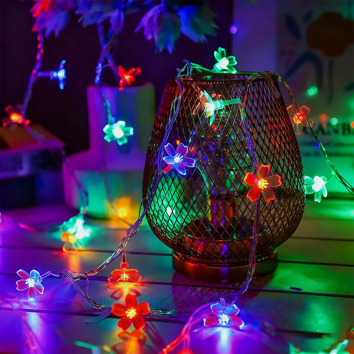 33ft 100 LED Plug in Glow Warm Fairy Flower String Lights Christmas Decor