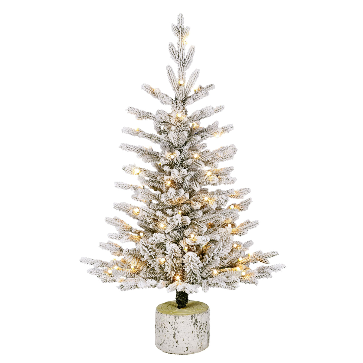 Puleo International 4.5ft Pre-Lit Potted Flocked Arctic Fir Christmas Tree