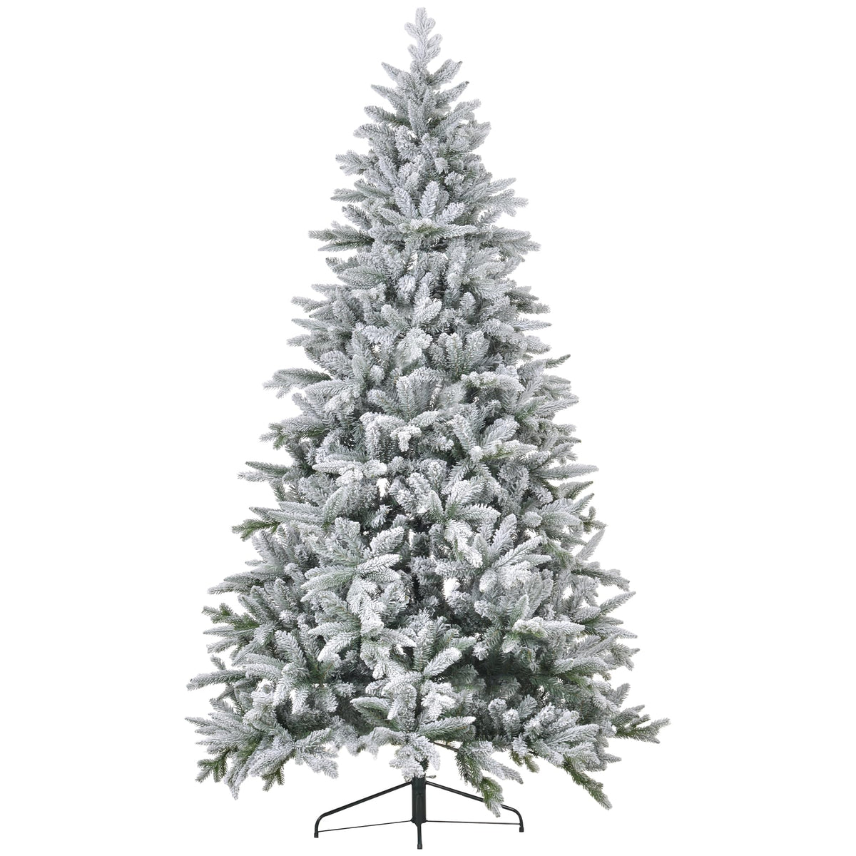 HOMCOM 7ft Snow Flocked Artificial Christmas Tree Hinged Xmas Tree Green