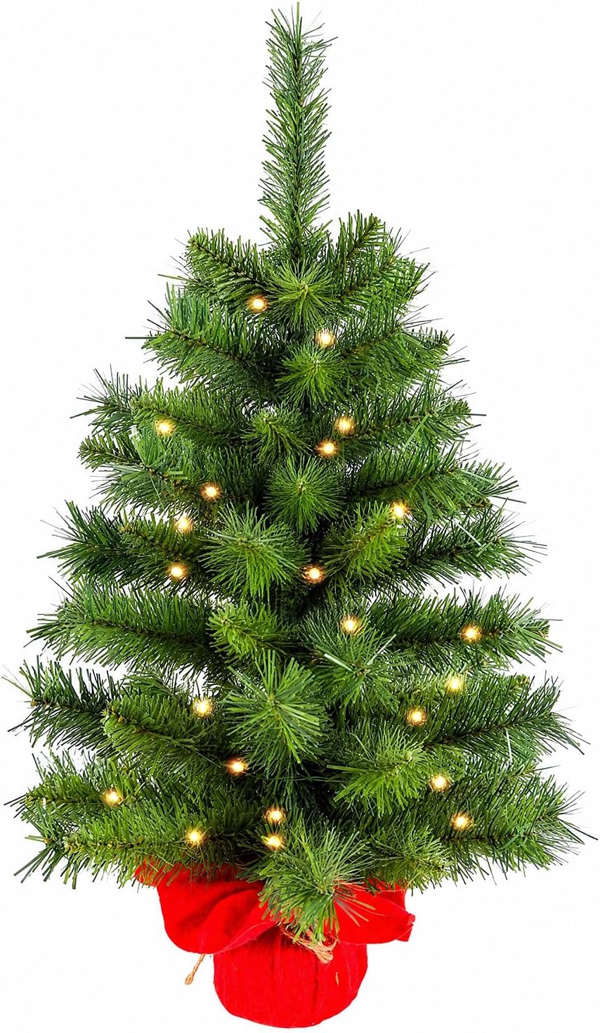 2ft Pre-lit Artificial Mini Christmas Tree,Small Xmas Tree