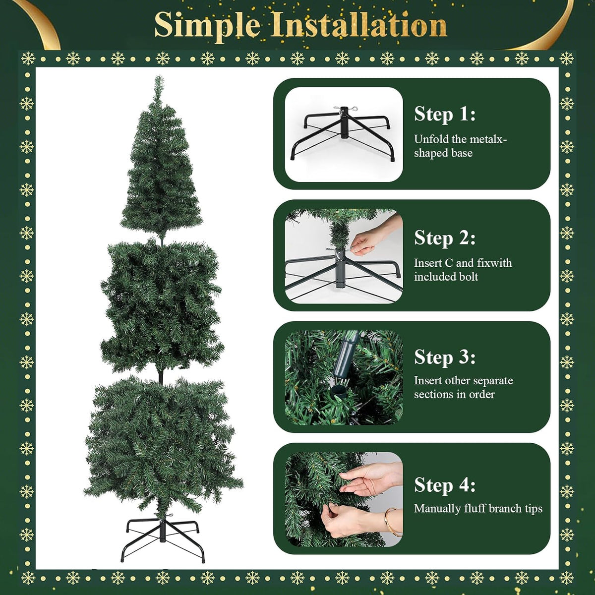 okicoler Christmas Tree, 6ft Pre-Lit Slim Pencil Fir Tree, 775 Branch Tips with 250 Multicolor LED Lights & 11 Lighting Modes, Metal Hinges, White Holiday Decoration for Corner