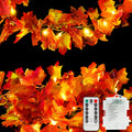 suddus 20 LED Fall Leaves Garland with Lights Battery Operated Timer Yellow