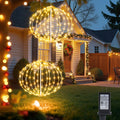 Outdoor Ball String Lights, Hanging Tree Garden Lights - 2 Pack 11.8" Sphere Light with Plug for Party Wedding Yard Garden Porch Patio Decoration(Warm White)