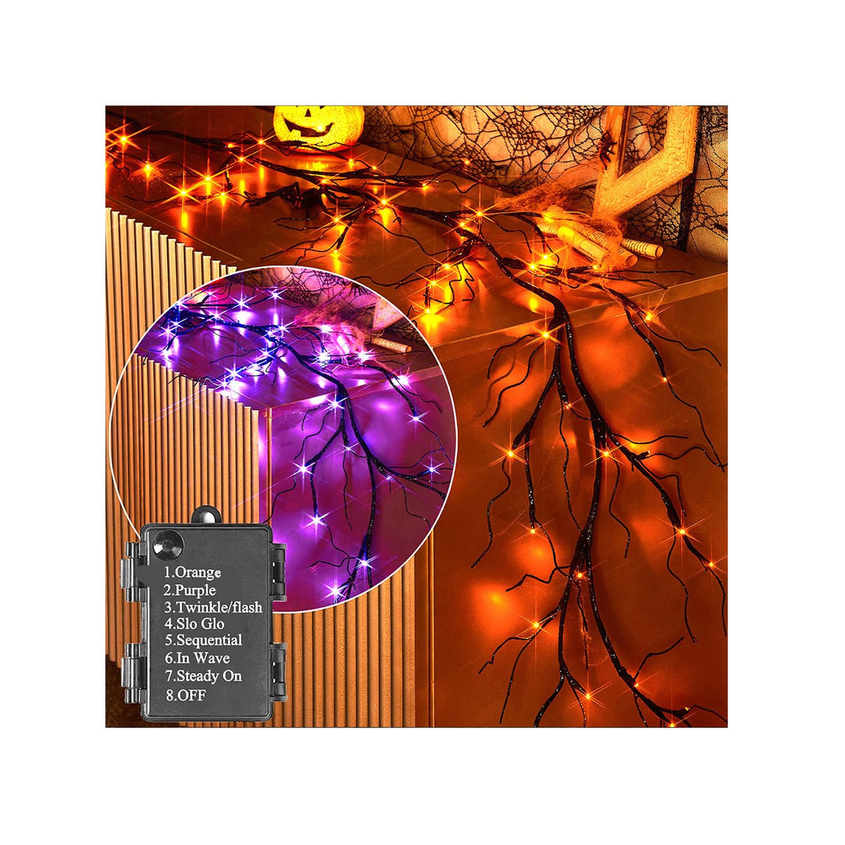 Hairui Lighted Maple Leaf Garland with Timer 6FT 24 Warm White LED, Fall Garland with Lights Battery Operated for Thanksgiving Harvest Christmas Wedding Decoration Indoor Outdoor