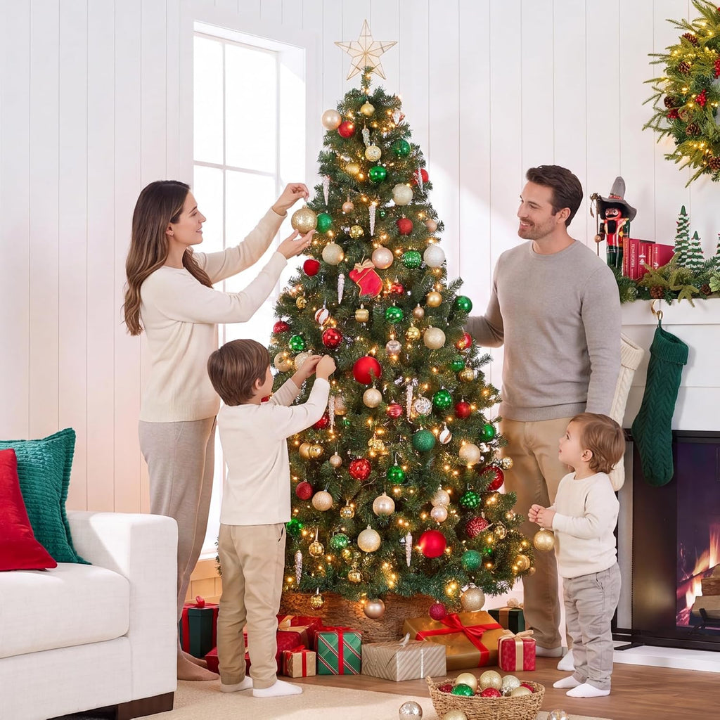 Best Choice Products 6ft Artificial Christmas Tree with LED Twinkling Lights, Pre-Lit Spruce Realistic Holiday Xmas Décor, 250 Lights, 798 Tips