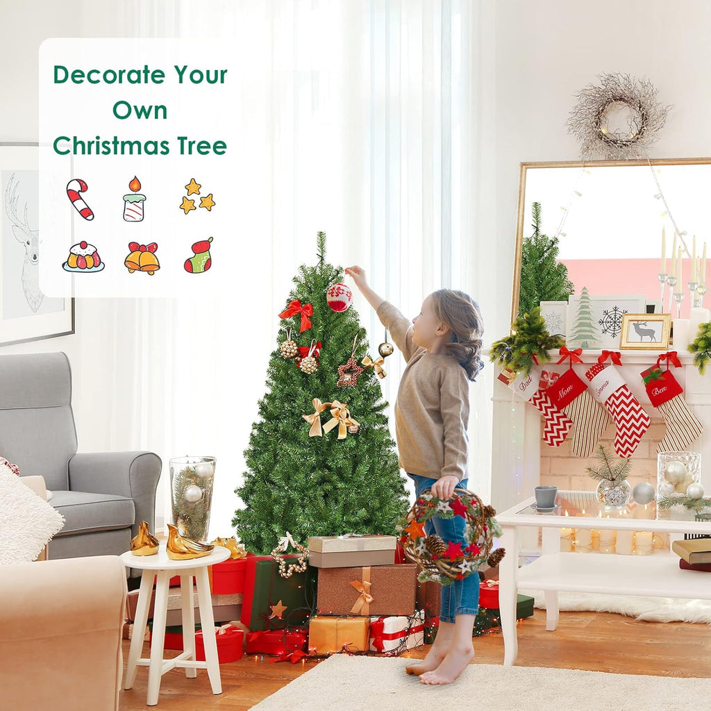 COSTWAY 4 FT Pre-lit Christmas Tree, Artificial Holiday Xmas Tree
