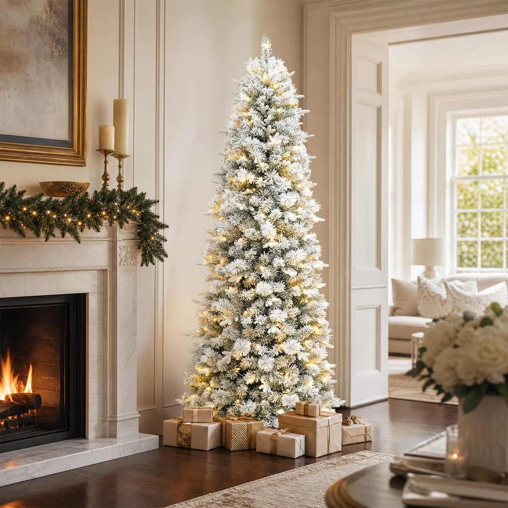 Hykolity 7.5 ft Slim Prelit Christmas Tree with Pine Needle