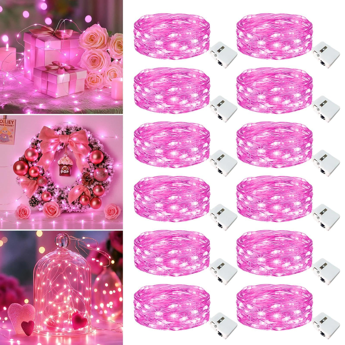 6 Pack Fairy Lights Battery Operated - 7ft 20 Led Twinkle lights 3 Modes, Bulk Mini String Lights Waterproof for Mason Jars Vases DIY Party Table Centerpieces Christmas Decoration -Warm White