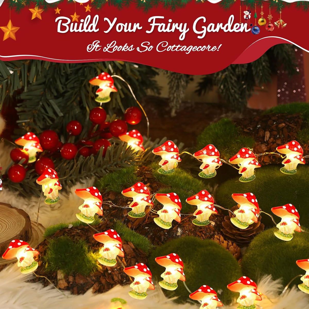Coquimbo Mushroom Lights Room Cottagecore Decor: Gifts for Teen Girls Boys Kids, 10FT 30LED Fairy Lights Battery Operated Cute Mushroom Lamp Decorations for Birthday Christmas Party Wedding Home