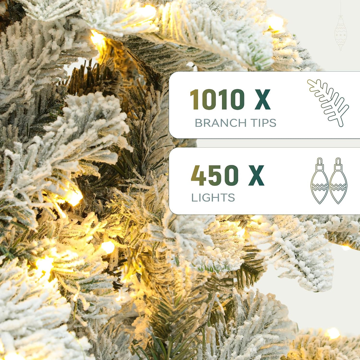 YITAHOME 7.5ft Prelit Natural Layered Flocked Christmas Tree with Remote