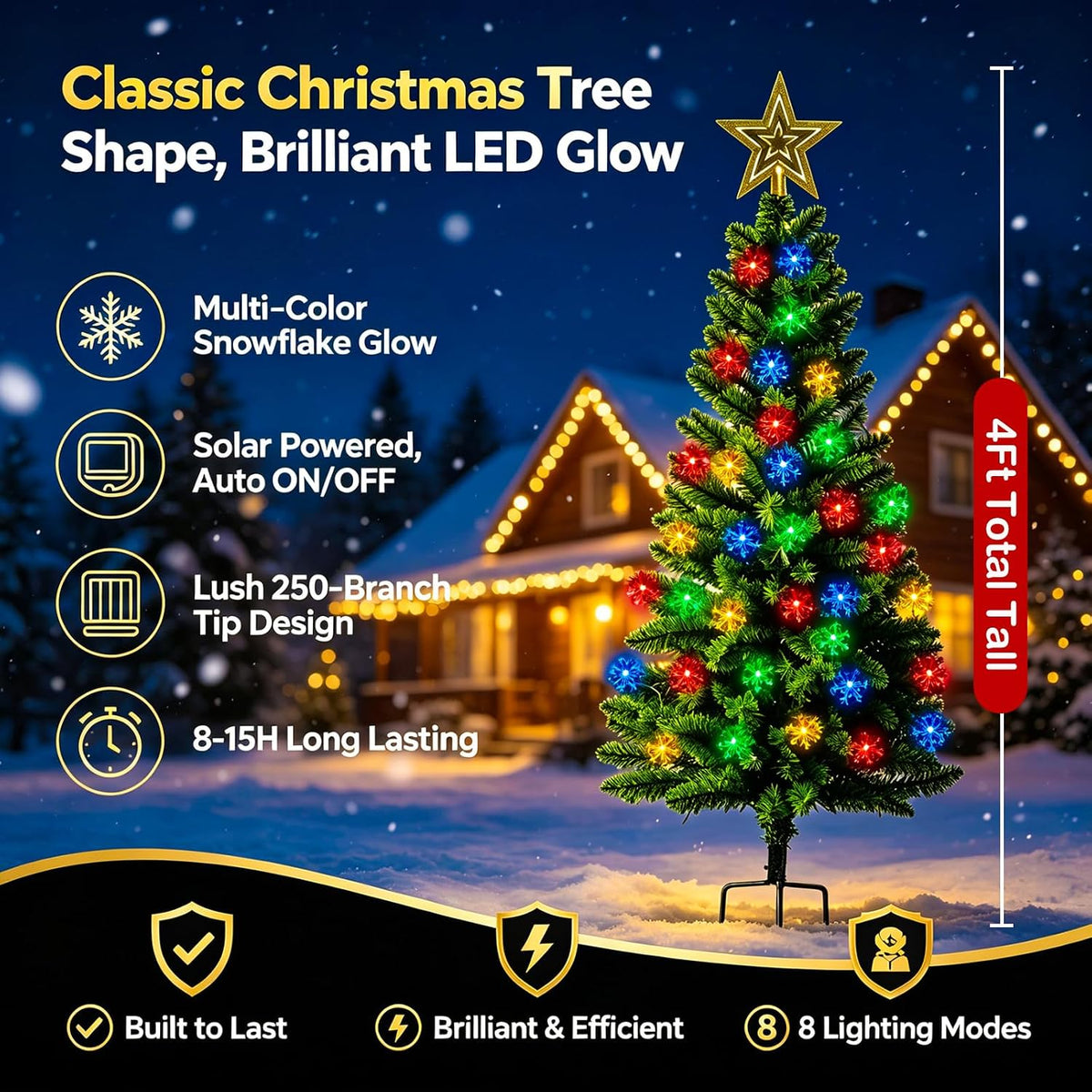 4FT 100LED Solar Christmas Tree for Outdoor Christmas Decorations