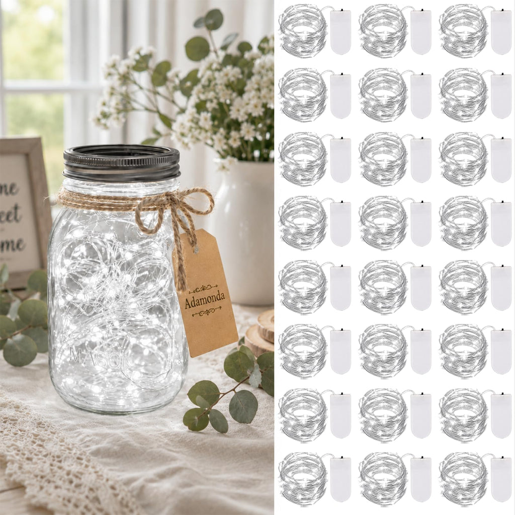 20 Pack LED Fairy Lights Battery Operated,3 Features Blinking Slowly Blinking & just on 7FT 20 LED Waterproof Mini Twinkle String Lights for Wedding Mason Jars Party Christmas Decorations(Warm White)
