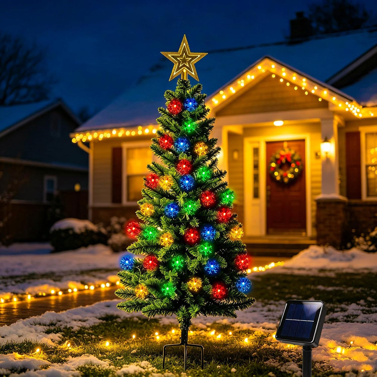 4FT 100LED Solar Christmas Tree for Outdoor Christmas Decorations