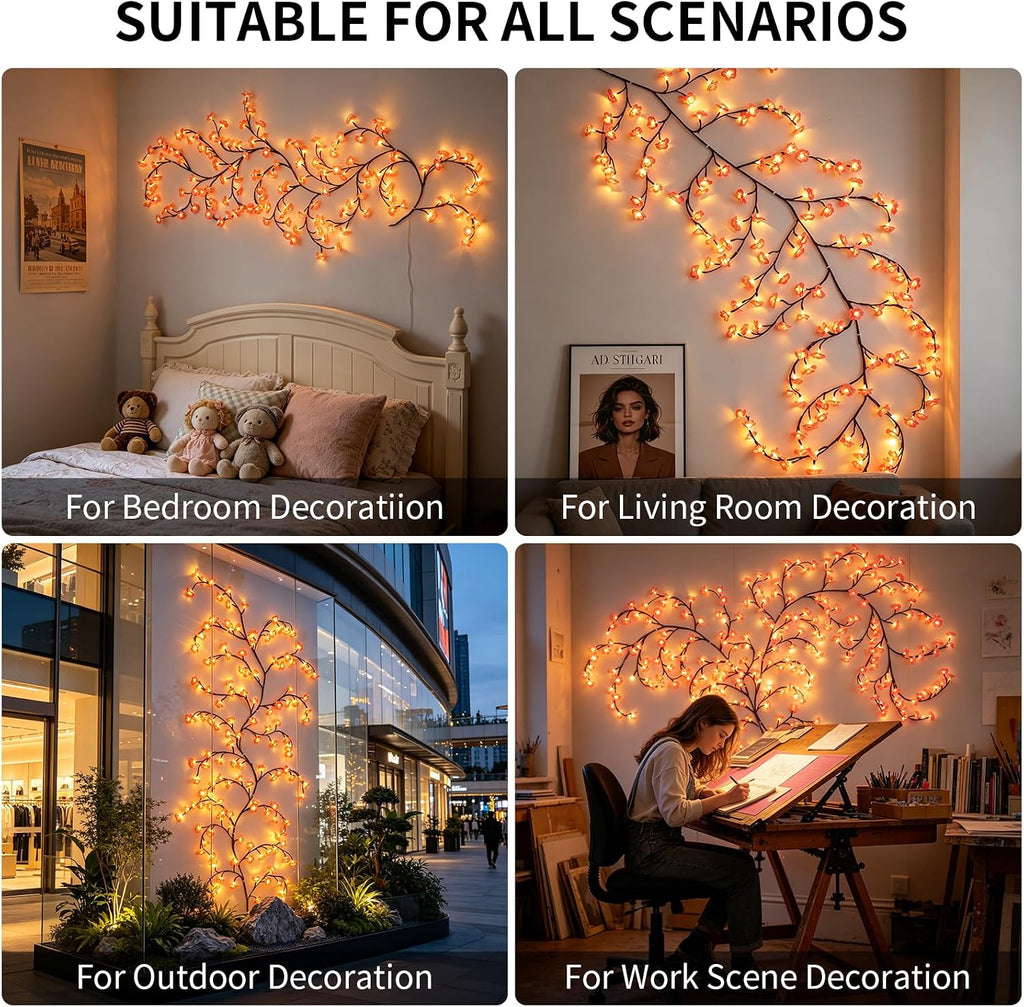 FNHMSL 4FT 48LED Cherry Enchanted Willow Vine Lights for Christmas Bedroom