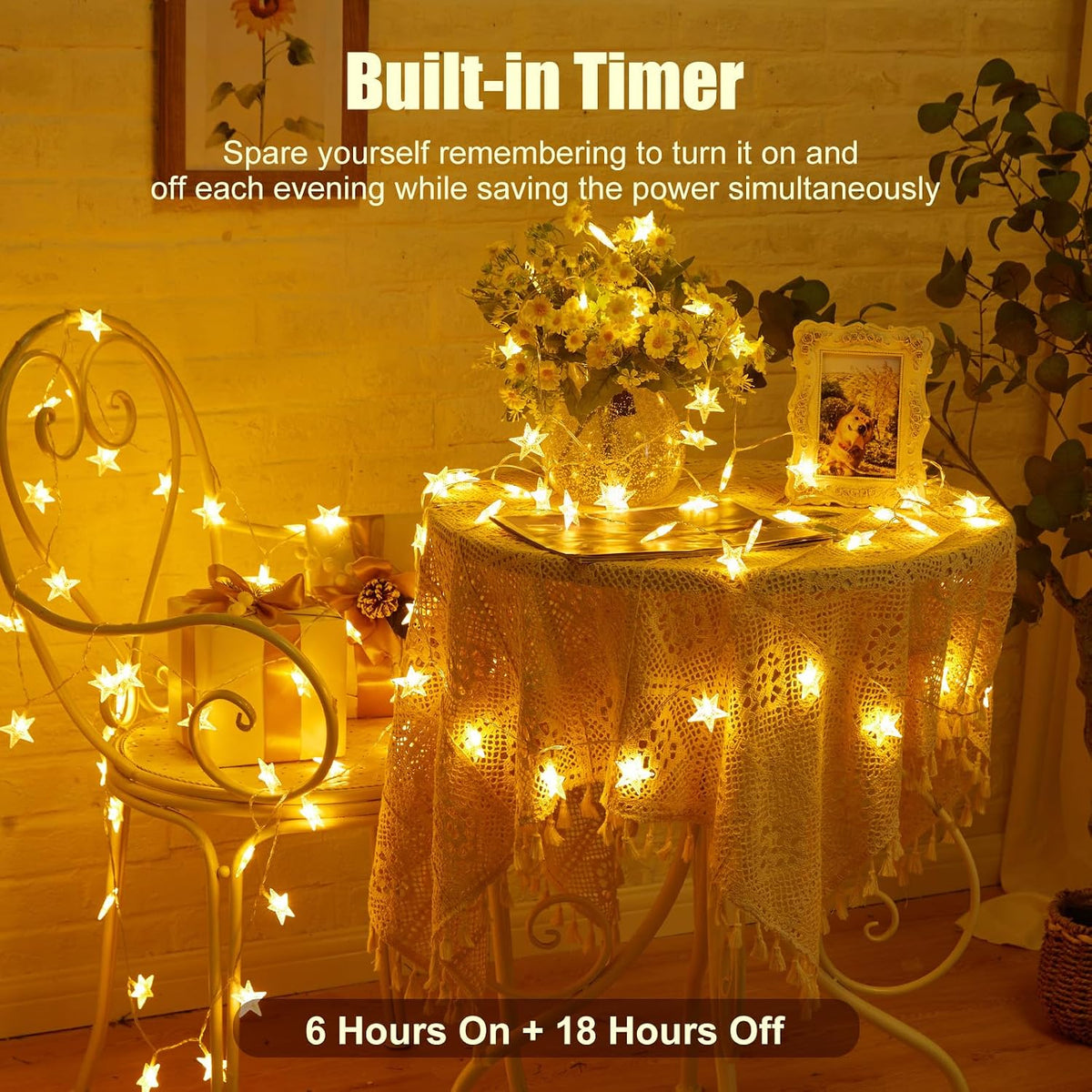 Minetom 50 LED Star String Lights, 17ft Fairy Lights Battery Operated