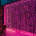 Dazzle Bright 300 LED Christmas Curtain String Lights, Halloween Fairy Lights for Bedroom with 8 Lighting Modes, Waterproof Window Light Party Wedding Garden Wall Decor, Purple