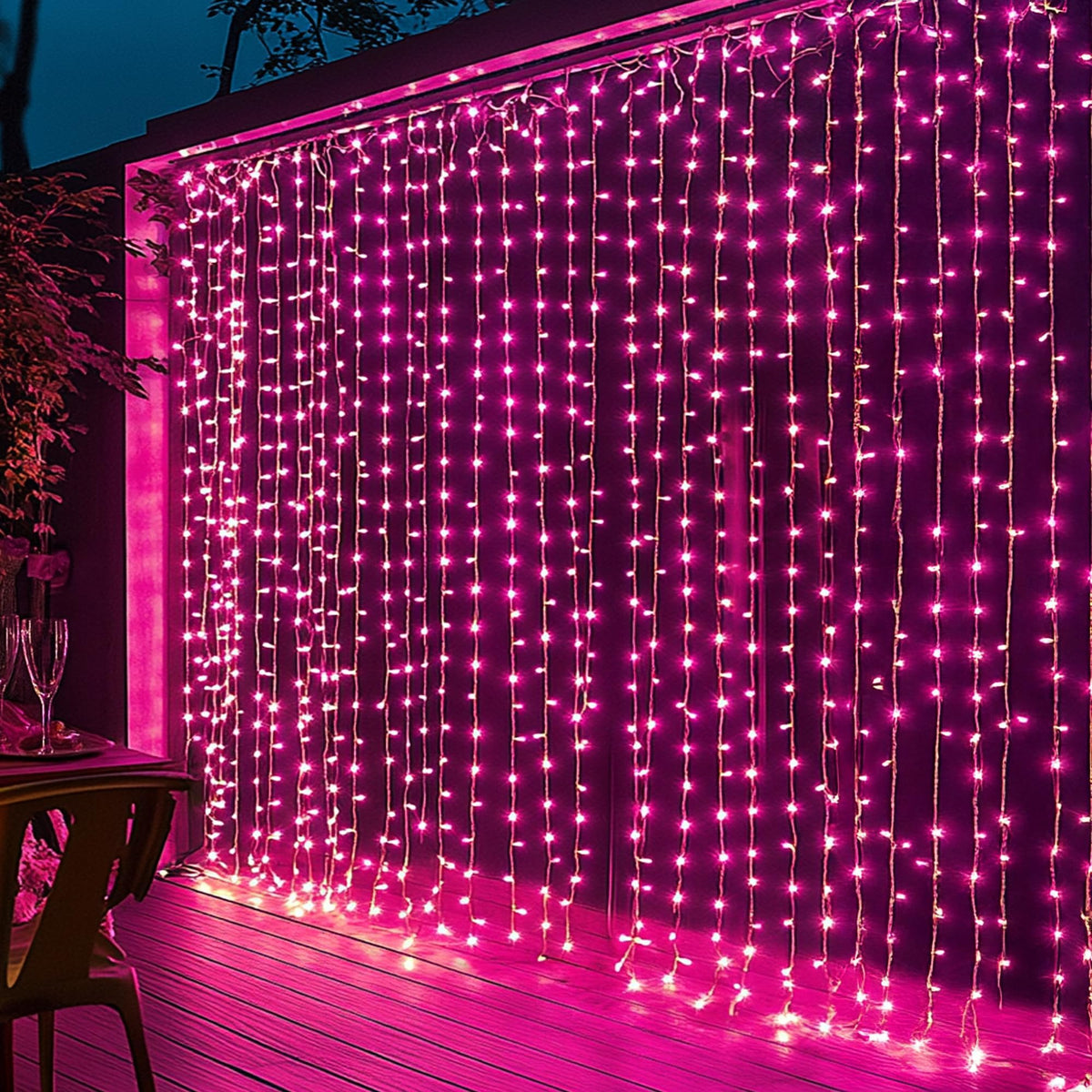 Dazzle Bright 300 LED Christmas Curtain String Lights, Halloween Fairy Lights for Bedroom with 8 Lighting Modes, Waterproof Window Light Party Wedding Garden Wall Decor, Purple
