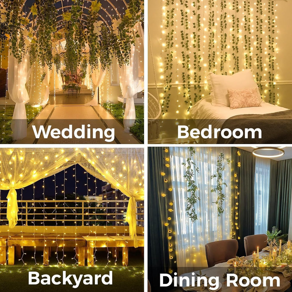 suddus 200 LED Curtain Lights Fairy Lights with Remote Bedroom 6.5x6.5ft