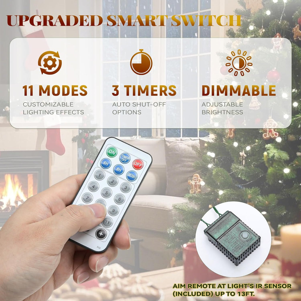 YITAHOME Pre-Lit Green Artificial Hinged Christmas Tree with Remote Control, 6ft Prelighted Spruce Xmas Tree for Home, Office, Party Decoration with 1000 Branch Tips and 250 Lights, Green
