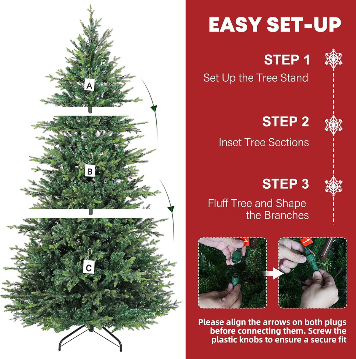 Hykolity 7.5 ft Prelit Christmas Tree with Realistic PE Foliage