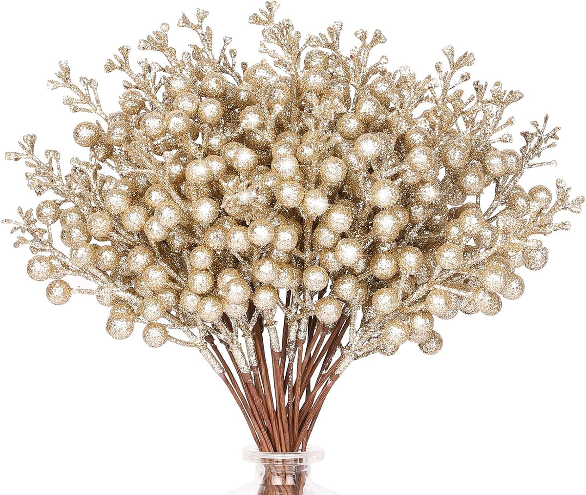 36Pcs Christmas Glitter Berry Stems, 9.5'' Artificial Christmas Tree Picks