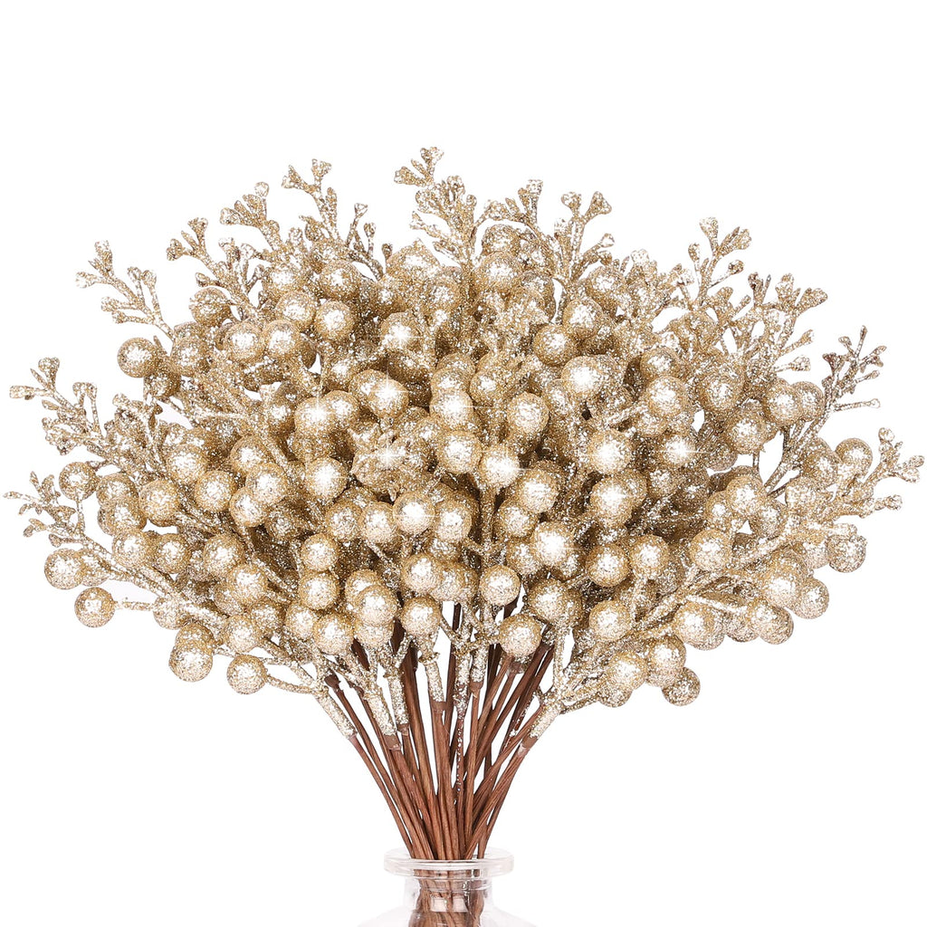 36Pcs Christmas Glitter Berry Stems, 9.5'' Artificial Christmas Tree Picks